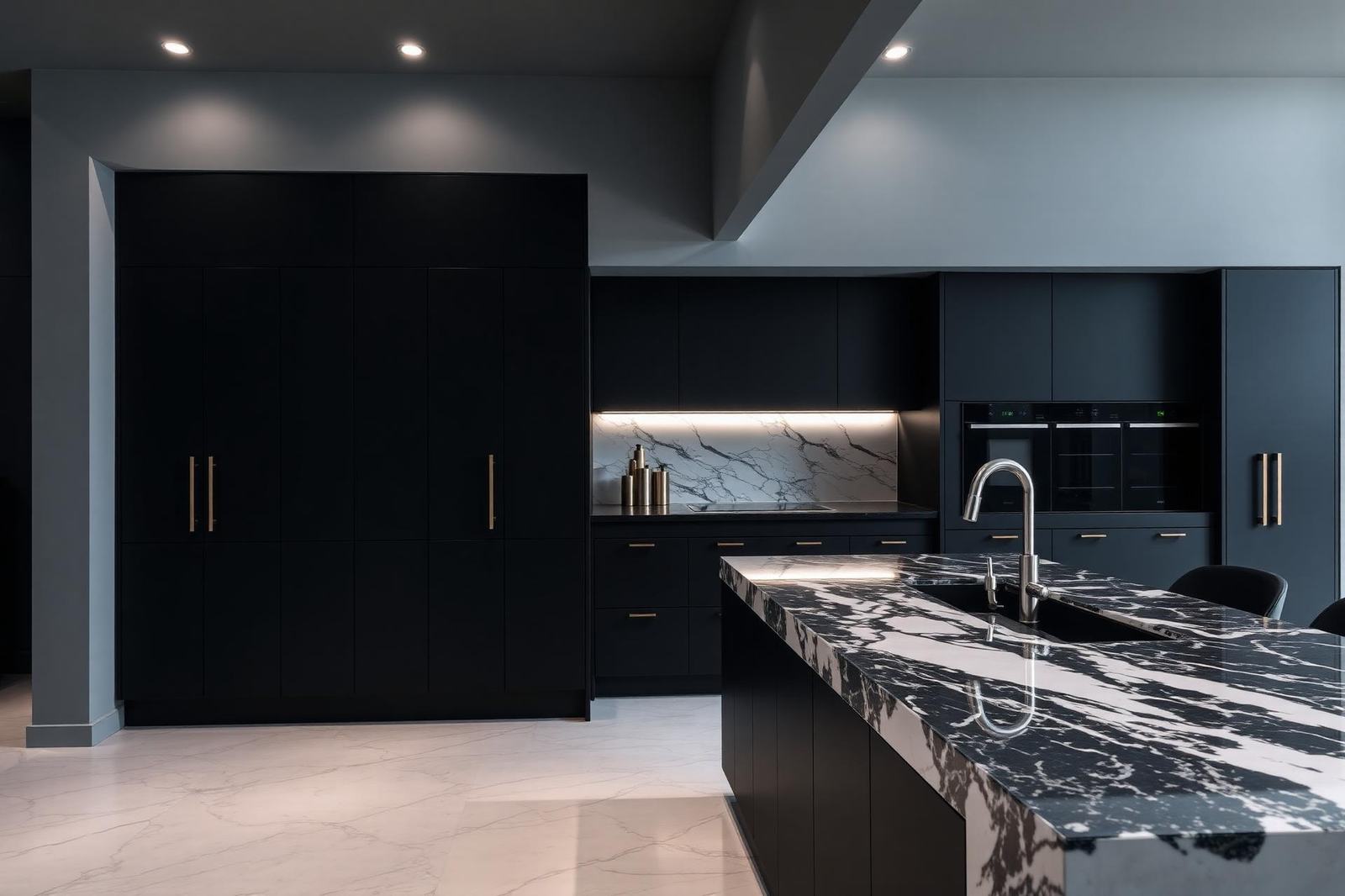 Luxury kitchen with natural stone countertops